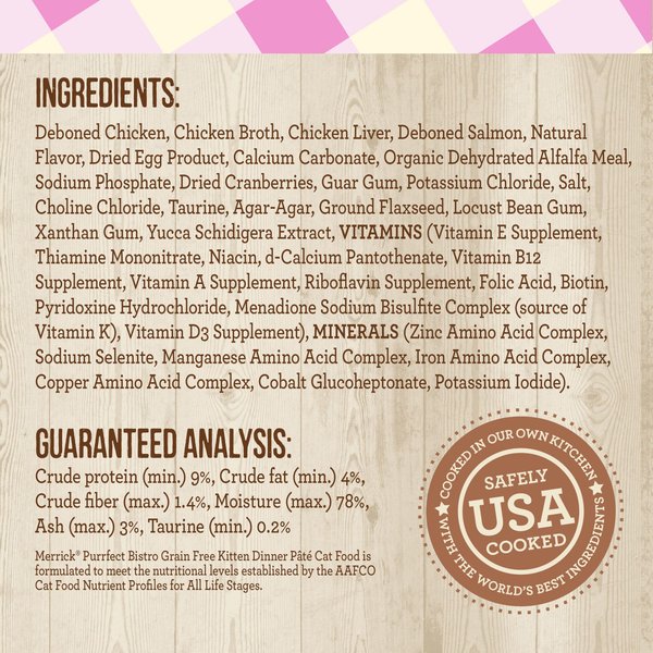 Show full view: Merrick Purrfect Bistro Kitten Dinner Grain-Free Canned Cat Food, 156-g, case of 24 slide 7 of 10