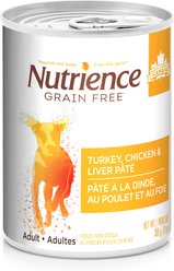 Nutrience Grain-Free, Turkey, Chicken & Liver Pate Wet Dog Food, 369-g can, case of 12