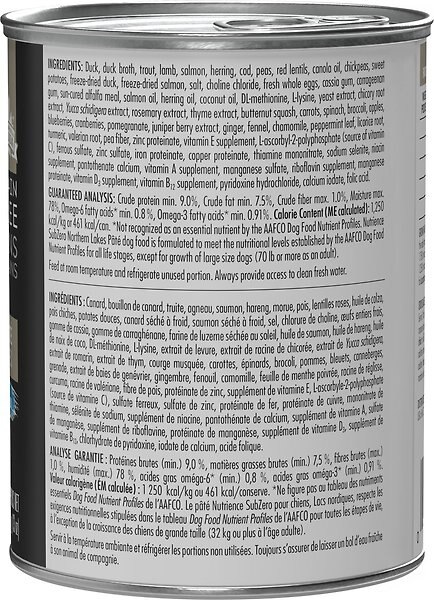 Show full view: Nutrience Grain-Free SubZero Northern Lakes Pate Wet Dog Food, 369g can, case of 12 slide 7 of 7