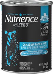 Nutrience Grain-Free SubZero Canadian Pacific Pate Adult Wet Dog Food, 369g can, case of 12
