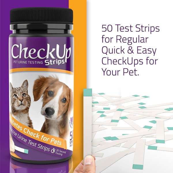 Show full view: CheckUp Diabetes Check for Pets Urine Testing for Dogs & Cats, 50 strips slide 3 of 9