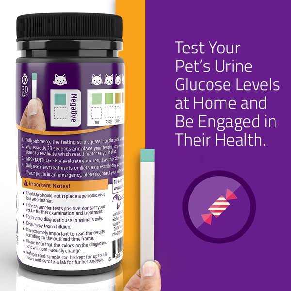 Show full view: CheckUp Diabetes Check for Pets Urine Testing for Dogs & Cats, 50 strips slide 4 of 9