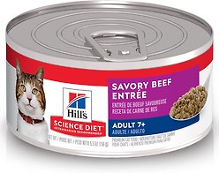 Hill's Science Diet Adult 7+ Savory Beef Entree Canned Cat Food, 156-g can, case of 24