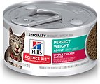 Hill's Science Diet Adult Perfect Weight Liver & Chicken Entree Canned Cat Food, 82-g can, case of 24