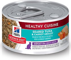 Hill's Science Diet Adult 11+ Healthy Cuisine Seared Tuna & Carrot Medley Canned Cat Food, 79-g can, case of 24