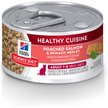 Show in main carousel: Hill's Science Diet Adult Healthy Cuisine Poached Salmon & Spinach Medley Canned Cat Food, 79-g can, case of 24 slide 1 of 10
