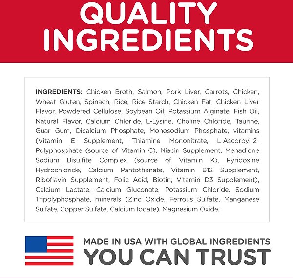 Show full view: Hill's Science Diet Adult Healthy Cuisine Poached Salmon & Spinach Medley Canned Cat Food, 79-g can, case of 24 slide 4 of 10