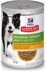 Hill's Science Diet Adult 7+ Senior Vitality Chicken & Vegetable Stew Canned Dog Food, 354-g can, case of 12