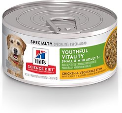 Hill's Science Diet Adult 7+ Small & Mini Senior Vitality Chicken & Vegetable Stew Canned Dog Food, 156-g can, case of 24