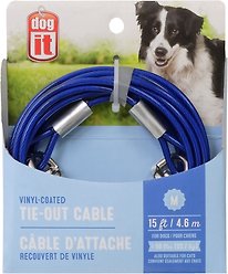 Dogit Tie-Out Cable, Blue, Medium, 15-ft