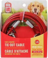 Dogit Tie-Out Cable, Red, Large, 20-ft