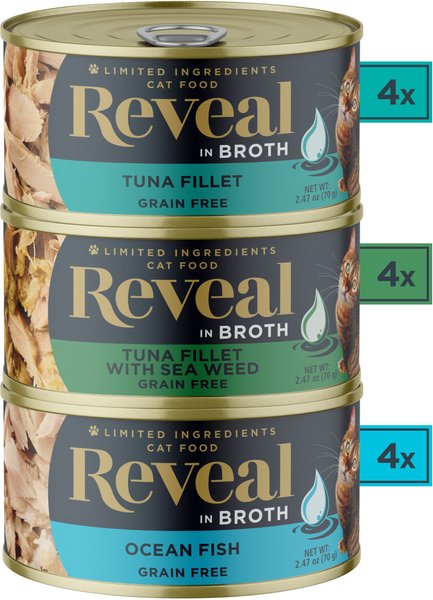 Show full view: Reveal Natural Grain-Free Variety of Fish in Broth Flavored Wet Cat Food, 2.47-oz can, case of 12 slide 3 of 9