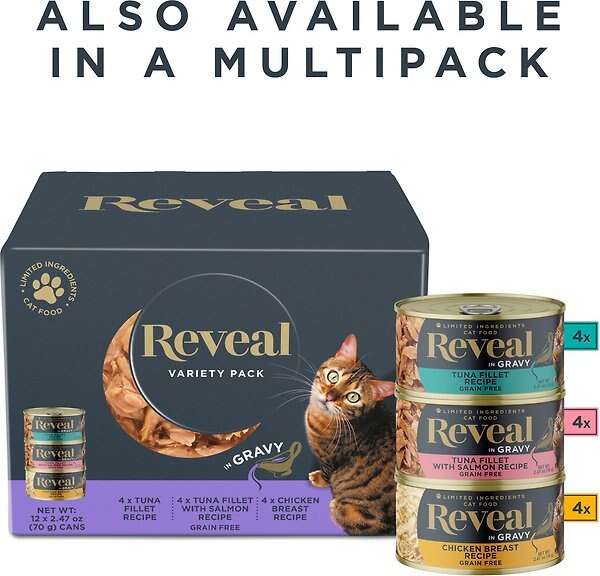 Show full view: Reveal Natural Grain-Free Tuna in Gravy Flavored Wet Cat Food, 2.47-oz can, case of 24 slide 8 of 11
