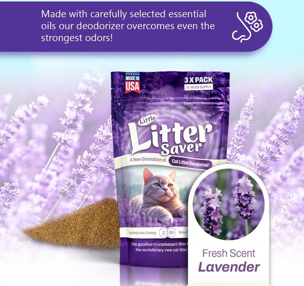 Show full view: Little Savers Litter Saver New Generation Cat Litter Box Deodorizer, Lavender Scent, 1-oz bag, 3 count slide 3 of 7