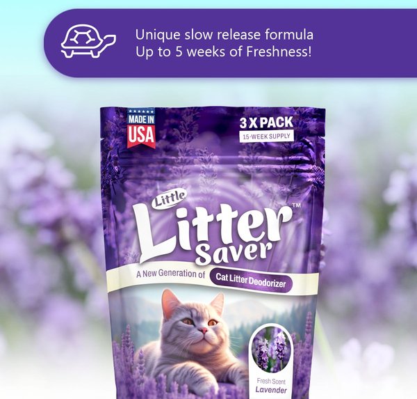 Show full view: Little Savers Litter Saver New Generation Cat Litter Box Deodorizer, Lavender Scent, 1-oz bag, 3 count slide 4 of 7