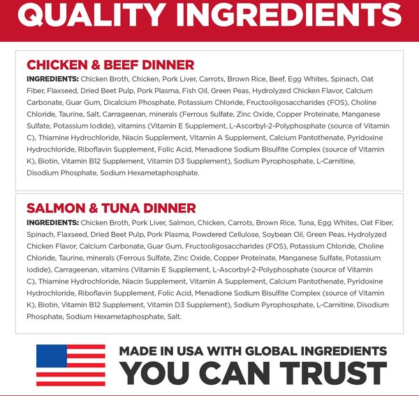 Show full view: Hill's Science Diet Adult Sensitive Stomach & Sensitive Skin Variety Pack Chicken & Beef, Salmon & Tuna Wet Cat Food, 79-g pouch, case of 12 slide 6 of 9