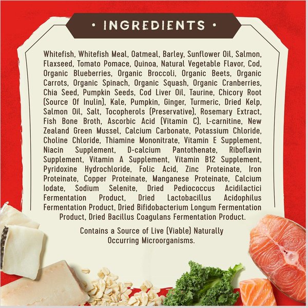 Show full view: Stella & Chewy's SuperBlends Raw Coated Wholesome Grains Wild-Caught Whitefish & Salmon Recipe with Superfoods Dry Dog Food, 1.59-kg bag slide 4 of 9