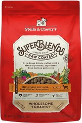 Stella & Chewy's SuperBlends Raw Coated Wholesome Grains Grass-Fed Beef, Beef Liver & Lamb Recipe with Superfoods Dry Dog Food, 9.53-kg bag