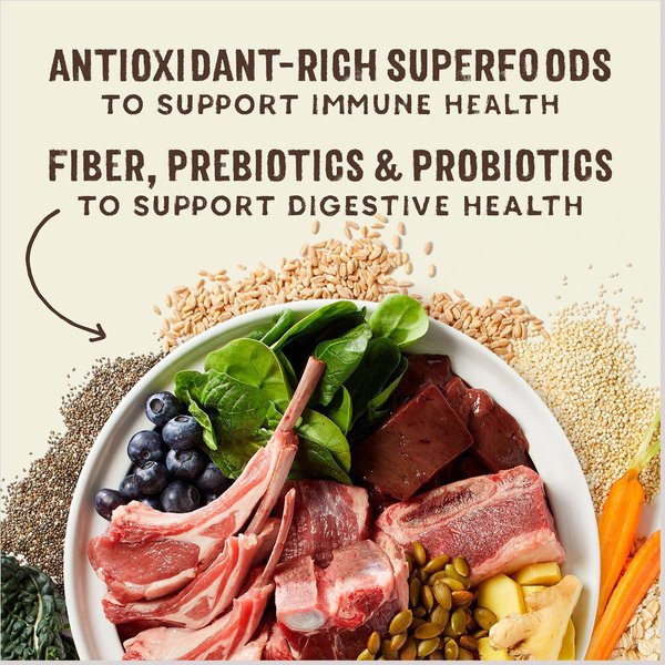 Show full view: Stella & Chewy's SuperBlends Raw Coated Wholesome Grains Grass-Fed Beef, Beef Liver & Lamb Recipe with Superfoods Dry Dog Food, 9.53-kg bag slide 7 of 10