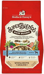 Stella & Chewy's SuperBlends Raw Blend Wholesome Grains Wild-Caught Whitefish & Salmon Recipe with Superfoods Dry Dog Food, 1.47-kg bag