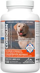 Nutramax Cosequin Hip & Joint Maximum Strength Plus MSM Chewable Tablets Joint Supplement for Dogs, 132 count