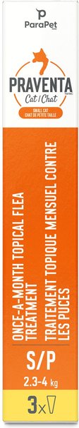 Show full view: Parapet Praventa Flea Treatment for Cats, 2.3-4 kg, 3 count slide 4 of 7