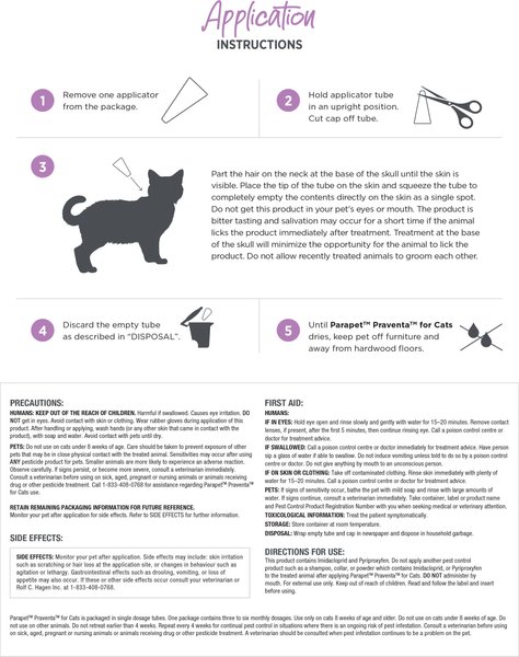 Show full view: Parapet Praventa Flea Treatment for Cats, Over 4 kg, 6 count slide 6 of 7