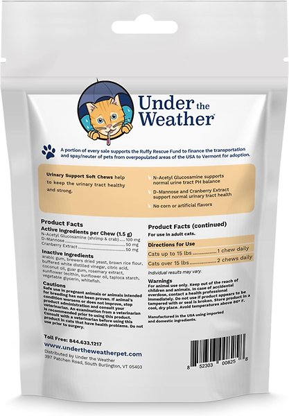 Show full view: Under the Weather Urinary Support Soft Chews Cat Supplement, 60 count slide 6 of 7