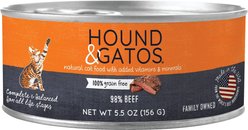 Hound & Gatos 98% Beef Grain-Free Canned Cat Food, 5.5-oz, case of 24