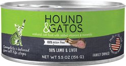 Hound & Gatos 98% Lamb & Liver Formula Grain-Free Canned Cat Food, 5.5-oz, case of 24
