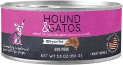 Hound & Gatos 98% Pork Formula Grain-Free Canned Cat Food, 5.5-oz, case of 24
