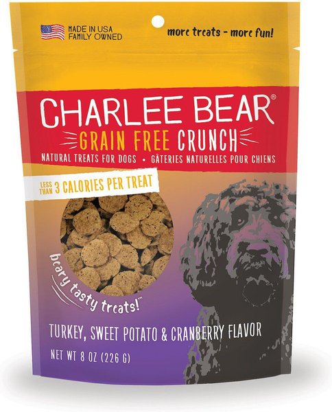 Charlee Bear Natural Bear Crunch Grain-Free Turkey, Sweet Potato & Cranberry Dog Treats, 8-oz bag slide 1 of 8