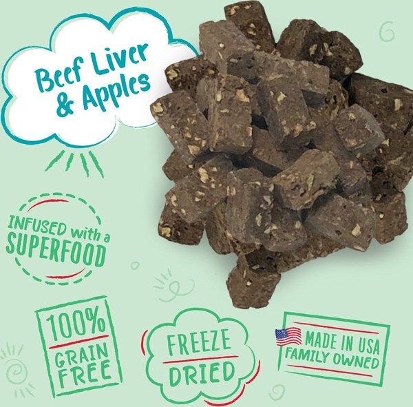 Show full view: Charlee Bear Meaty Bites Beef Liver & Apples Grain-Free Freeze-Dried Dog Treats, 2.5-oz bag slide 3 of 9