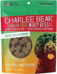 Charlee Bear Meaty Bites Beef Liver & Sweet Potatoes Grain-Free Freeze-Dried Dog Treats, 2.5-oz bag