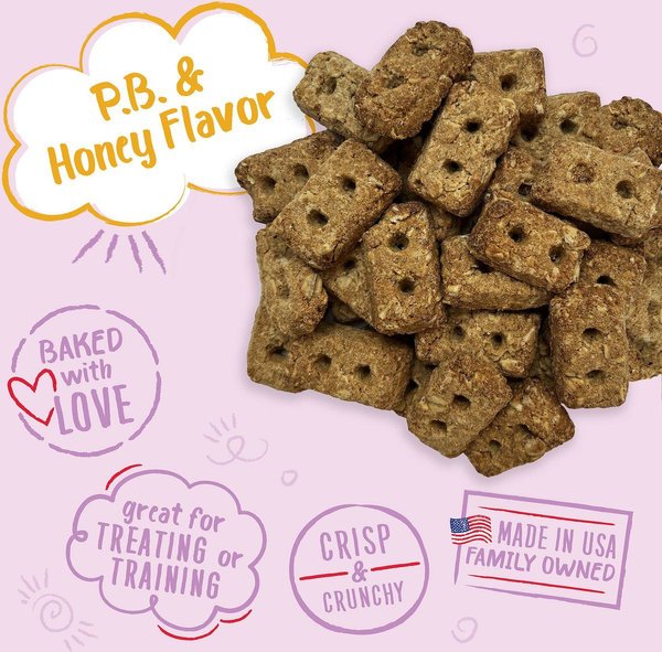 Show full view: Charlee Bear Bearnola Bites Peanut Butter & Honey Flavor Dog Treats, 8-oz bag slide 3 of 9