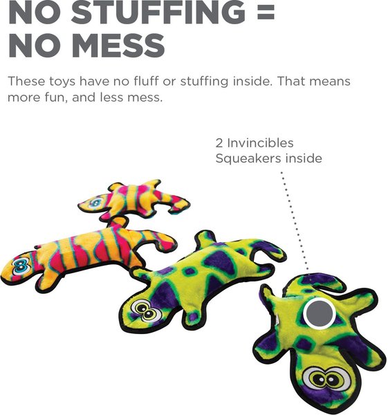 Show full view: Outward Hound Invincibles Geckos Squeak Dog Toy, 2-Squeakers slide 3 of 6