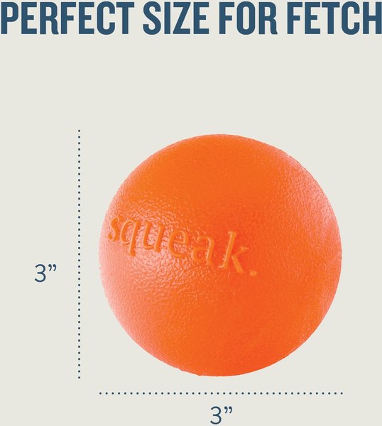 Show full view: Planet Dog Orbee-Tuff Squeak Ball Tough Dog Chew Toy, Orange slide 5 of 8