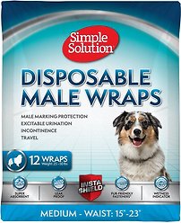 Simple Solution Disposable Male Dog Wrap, Medium: 15 to 23-in waist, 12 count