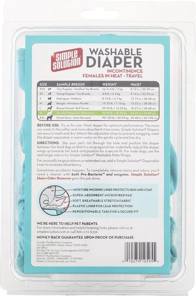 Show full view: Simple Solution Washable Female Dog Diaper, X-Large: 22 to 35-in waist slide 4 of 8