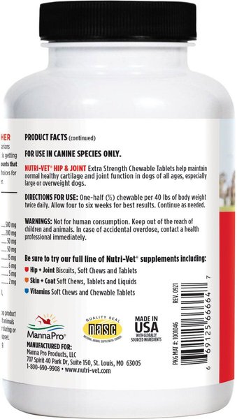 Show full view: Nutri-Vet Extra Strength Chewable Tablets Joint Supplement for Dogs, 120 count slide 3 of 10