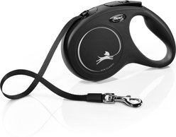 Flexi Classic Nylon Tape Retractable Dog Leash, Black, Medium: 5-m long