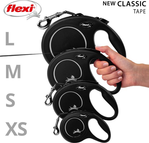 Show full view: Flexi Classic Nylon Tape Retractable Dog Leash, Black, Medium: 5-m long slide 5 of 7