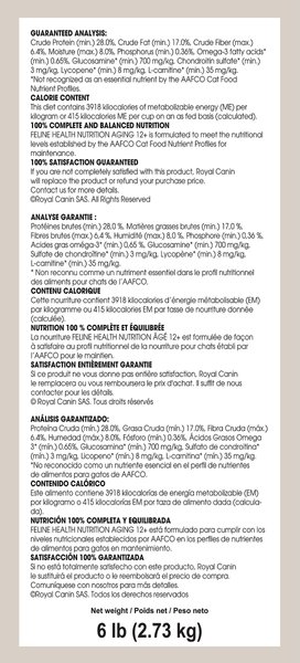 Show full view: Royal Canin Feline Health Nutrition Aging 12+ Dry Adult Cat Food, 2.7-kg bag slide 5 of 6