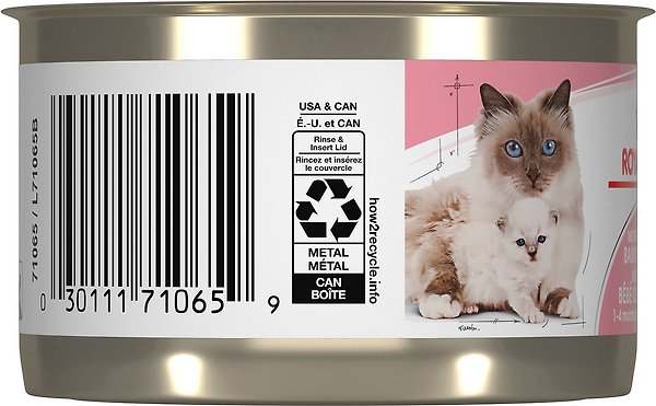 Show full view: Royal Canin Feline Health Nutrition Mother & Babycat Ultra Soft Mousse Wet Canned Cat Food, 145-g can, case of 24 slide 3 of 9