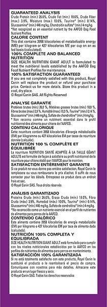 Show full view: Royal Canin Size Health Nutrition Giant Adult Dry Dog Food, 13.61-kg bag slide 5 of 6
