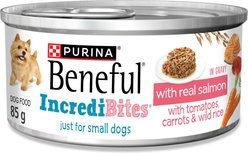 Purina Beneful Incredibites Real Salmon in Gravy Wet Dog Food, 85-g can, case of 24