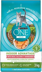 Purina ONE +Plus Indoor Advantage Salmon Dry Cat Food, 3-kg bag
