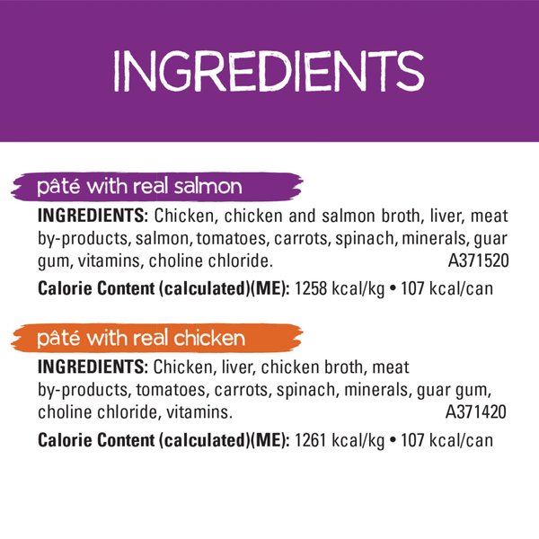 Show full view: Purina Beneful Incredibites Real Chicken & Salmon Pate Variety Pack Wet Dog Food, 85-g can, case of 12 slide 9 of 9