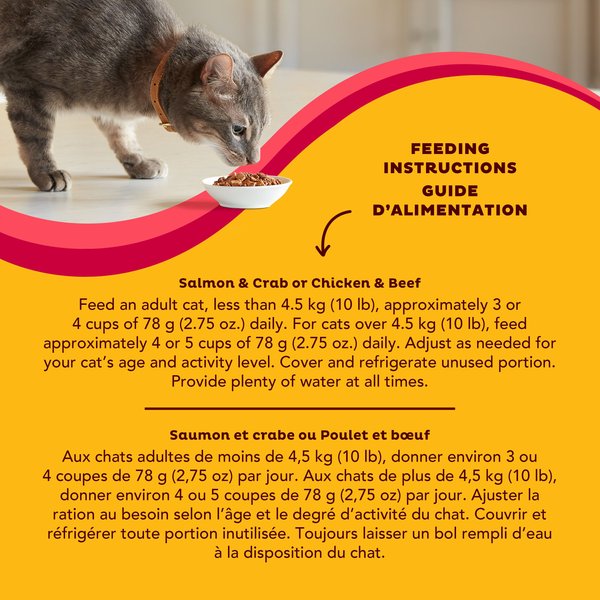 Show full view: Meow Mix Tenders In Sauce Real Salmon & Crab Wet Cat Food, 78-g can, case of 12 slide 5 of 7