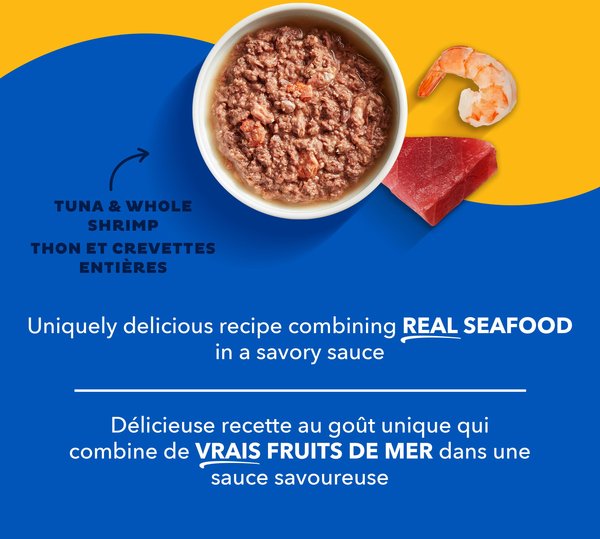 Show full view: Meow Mix Tenders In Sauce Real Tuna & Shrimp Wet Cat Food, 78-g can, case of 12 slide 3 of 7